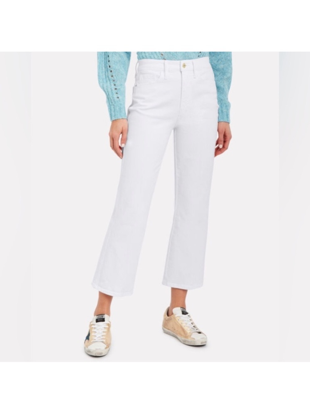 NWT FRAME Denim Le Sylvie Kick Bootcut Jean 26 Blanc White Cropped High Waisted